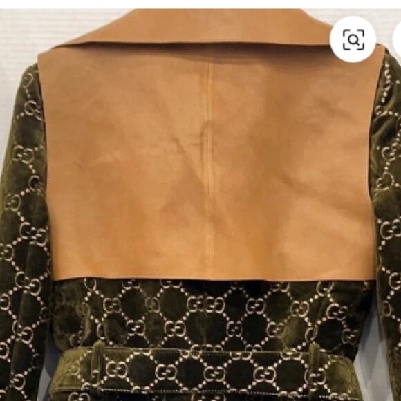 GUCCI GG LOGO MONOGRAM COAT SZ: EU(IT) 38 / US 2 SOFT RICH VELVET & LEATHER - Picture 7 of 16